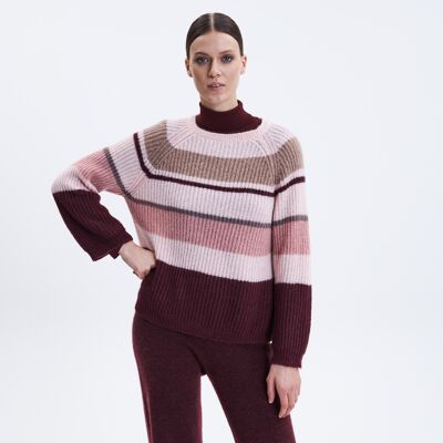 STRIPED SWEATER WITH MOHAIR PART