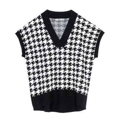 COCKSTICK KNIT VEST - BLACK-WHITE