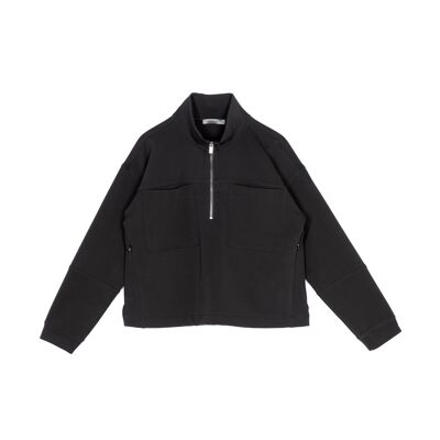 SWEATER WITH ZIPPERS - BLACK