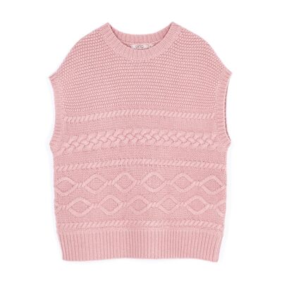 GILET TRESSÉ BOIS DE ROSE