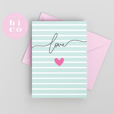 BIGLIETTI D'AUGURI | Biglietto di San Valentino | strisce verdi | Valentinstag-Karte | Carta San Valentino | Tarjeta de San Valentín | Carta di San Valentino