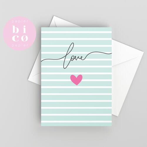 GREETING CARDS | Valentine’s Card | Green Stripes | Valentinstag-Karte | Carte Saint Valentin | Tarjeta de San Valentín | Carta di San Valentino