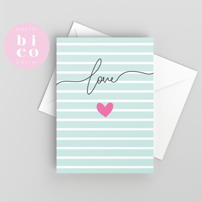 BIGLIETTI D'AUGURI | Biglietto di San Valentino | strisce verdi | Valentinstag-Karte | Carta San Valentino | Tarjeta de San Valentín | Carta di San Valentino