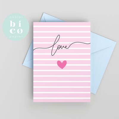 TARJETAS FELICITACION | Tarjeta de San Valentin | rayas rosas | Valentinstag-Karte | Carta San Valentin | Tarjeta de San Valentin | Carta de San Valentino