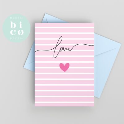 BIGLIETTI D'AUGURI | Biglietto di San Valentino | Strisce rosa | Valentinstag-Karte | Carta San Valentino | Tarjeta de San Valentín | Carta di San Valentino