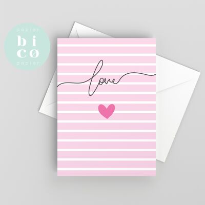 TARJETAS FELICITACION | Tarjeta de San Valentin | rayas rosas | Valentinstag-Karte | Carta San Valentin | Tarjeta de San Valentin | Carta de San Valentino