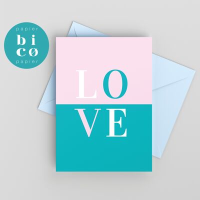 TARJETAS FELICITACION | Tarjeta de San Valentín | AMOR - Verde azulado | Valentinstag-Karte | Carta San Valentín | Tarjeta de San Valentín | Carta de San Valentino