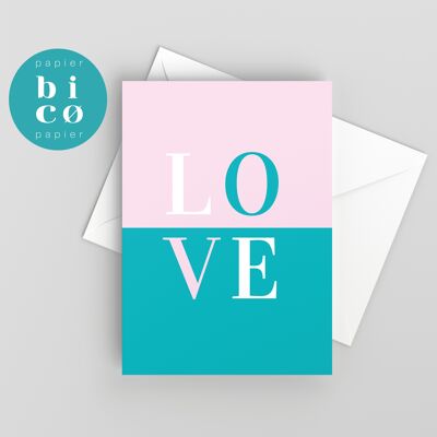 TARJETAS FELICITACION | Tarjeta de San Valentín | AMOR - Verde azulado | Valentinstag-Karte | Carta San Valentín | Tarjeta de San Valentín | Carta de San Valentino