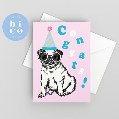 BIGLIETTO D'AUGURI | Biglietto di congratulazioni | PUG CANE | Tarjeta de Felicitación | Carte di Felicitazioni | Carta di Voeux | Biglietti di Congratulazioni | Biglietto d'auguri | Glückwunschkarte | Grußkarten.