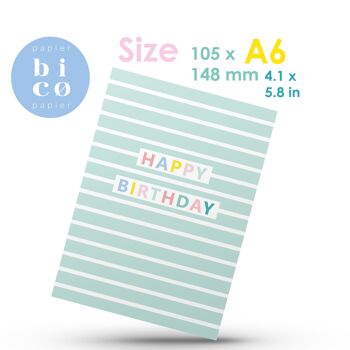 CARTES DE VOEUX | Cartes d'anniversaire | RAYURES VERTES | Carte joyeux anniversaire | Tarjeta de Feliz Cumpleaños | Carte Joyeux Anniversaire | Biglietto di Buon Compleanno | Alles Gute zum Geburtstagskarte. 2