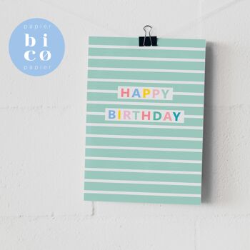 CARTES DE VOEUX | Cartes d'anniversaire | RAYURES VERTES | Carte joyeux anniversaire | Tarjeta de Feliz Cumpleaños | Carte Joyeux Anniversaire | Biglietto di Buon Compleanno | Alles Gute zum Geburtstagskarte. 5
