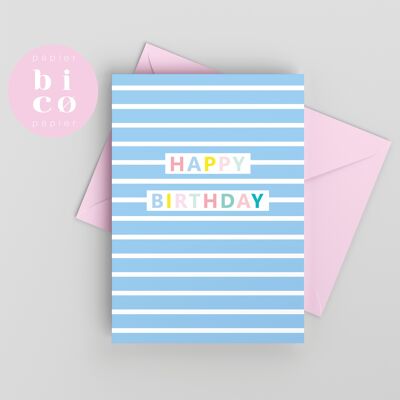 GRUßKARTEN | Geburtstagskarten | BLAUE STREIFEN | Alles Gute zum Geburtstagskarte | Tarjeta de Feliz Cumpleanos | Carte Joyeux Anniversaire | Biglietto di Buon Compleanno | Alles Gute zum Geburtstagskarte.