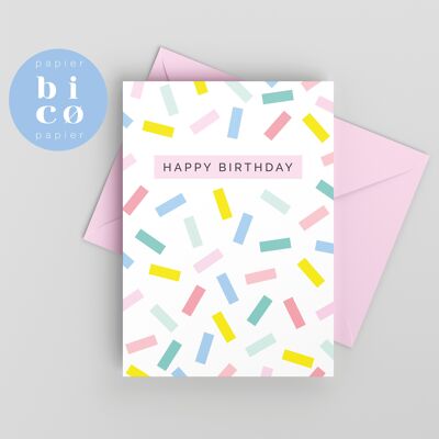 GREETING CARD | Birthday Card | CONFETTI | Happy Birthday Card | Tarjeta de Feliz Cumpleaños | Carte Joyeux Anniversaire | Biglietto di Buon Compleanno | Alles Gute zum Geburtstagskarte.