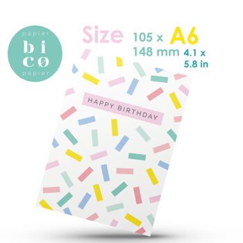 CARTE DE VŒUX | Carte d'anniversaire | CONFETTIS | Carte joyeux anniversaire | Tarjeta de Feliz Cumpleaños | Carte Joyeux Anniversaire | Biglietto di Buon Compleanno | Alles Gute zum Geburtstagskarte. 3