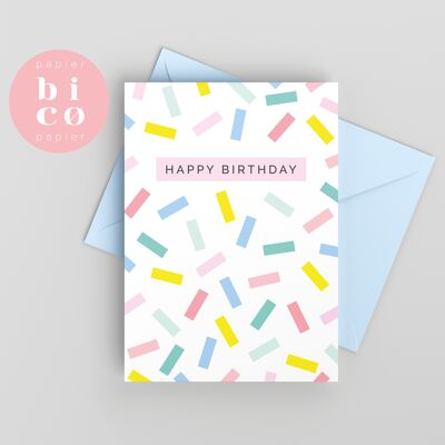 GREETING CARD | Birthday Card | CONFETTI | Happy Birthday Card | Tarjeta de Feliz Cumpleaños | Carte Joyeux Anniversaire | Biglietto di Buon Compleanno | Alles Gute zum Geburtstagskarte.