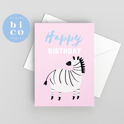GREETING CARDS | Kids Birthday Cards | ZEBRA | Happy Birthday Card | Tarjeta de Feliz Cumpleaños | Carte Joyeux Anniversaire | Biglietto di Buon Compleanno | Alles Gute zum Geburtstagskarte.