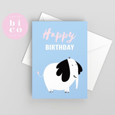 GREETING CARDS | Kids Birthday Cards | ELEPHANT | Happy Birthday Card | Tarjeta de Feliz Cumpleaños | Carte Joyeux Anniversaire | Biglietto di Buon Compleanno | Alles Gute zum Geburtstagskarte.
