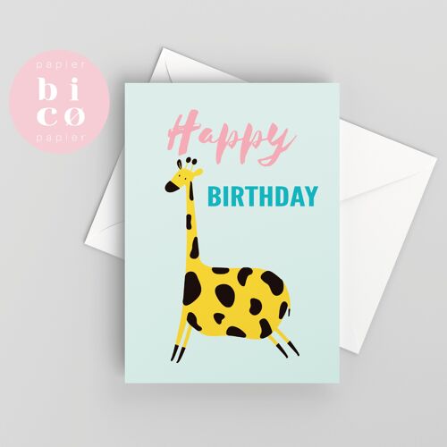 GREETING CARDS | Kids Birthday Cards | GIRAFFE | Happy Birthday Card | Tarjeta de Feliz Cumpleaños | Carte Joyeux Anniversaire | Biglietto di Buon Compleanno | Alles Gute zum Geburtstagskarte.