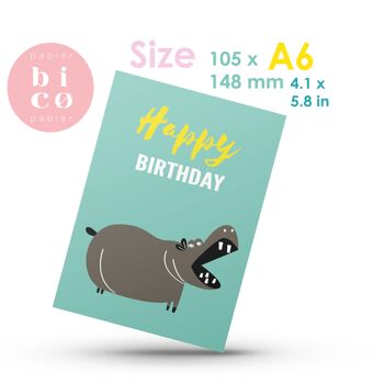 CARTES DE VOEUX | Cartes d'anniversaire pour enfants | HIPPO | Carte joyeux anniversaire | Tarjeta de Feliz Cumpleaños | Carte Joyeux Anniversaire | Biglietto di Buon Compleanno | Alles Gute zum Geburtstagskarte. 2
