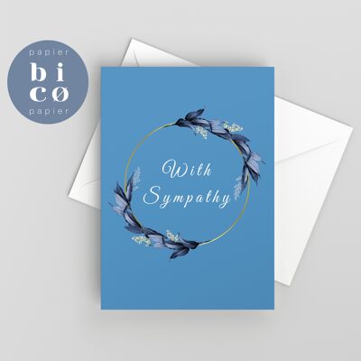 GREETING CARDS | With Sympathy | BLUE WREATH | Blue | Condolence, Sorrow & Bereavement Card | Tarjeta de Condolencias | Carte de Condoléances | Carta di Simpatia | Beileidskarte.