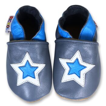Chaussures bébé en cuir à semelle souple - Étoiles 1