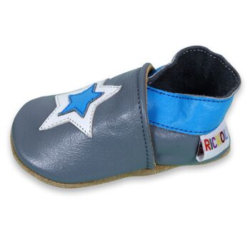 Chaussures bébé en cuir à semelle souple - Étoiles 4