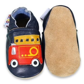 Chaussures bébé en cuir à semelle souple - Camion de pompier 2
