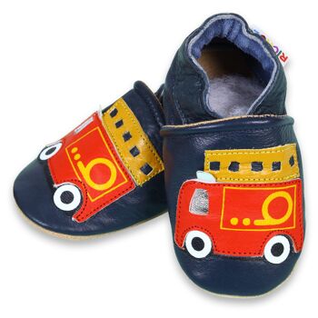 Chaussures bébé en cuir à semelle souple - Camion de pompier 3
