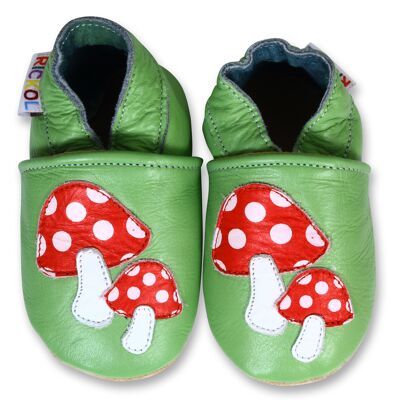 Soft Sole Leather Baby Shoes - Mushrooms