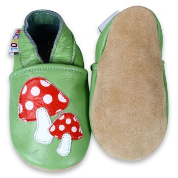 Chaussures bébé en cuir à semelle souple - Champignons 2