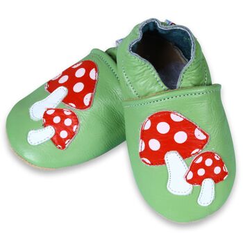 Chaussures bébé en cuir à semelle souple - Champignons 3