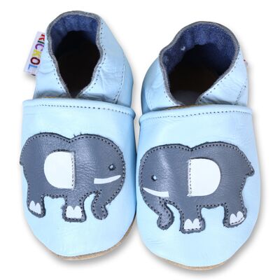 Scarpe da neonato in morbida pelle con suola - Elefante