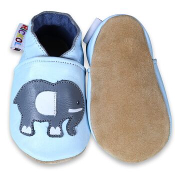 Chaussures bébé en cuir à semelle souple - Éléphant 2