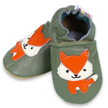Chaussures bébé en cuir à semelle souple - Renard vert 3