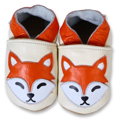 Babyschuhe aus Leder mit weicher Sohle - Creme Fox