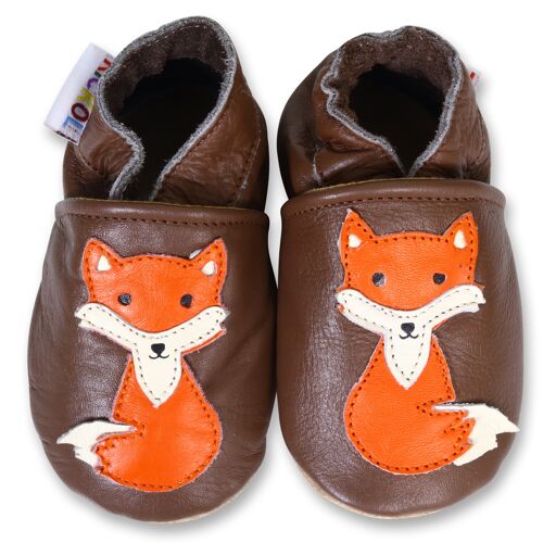 Soft Sole Leather Baby Shoes - Brown Fox