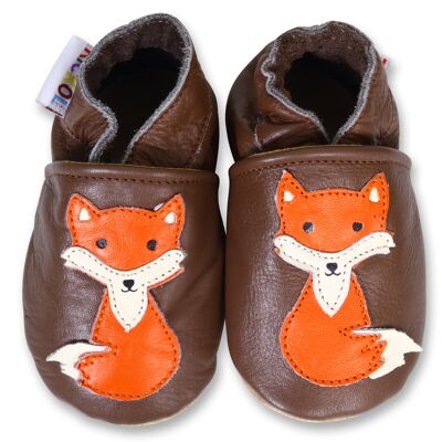 Babyschuhe aus Leder mit weicher Sohle - Brown Fox