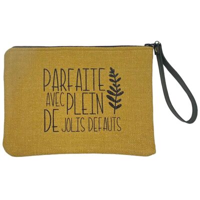 L pouch, Perfect with lots of pretty flaws, anjou mustard