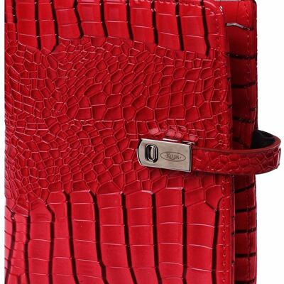 Mini organiseur brillant croco rouge