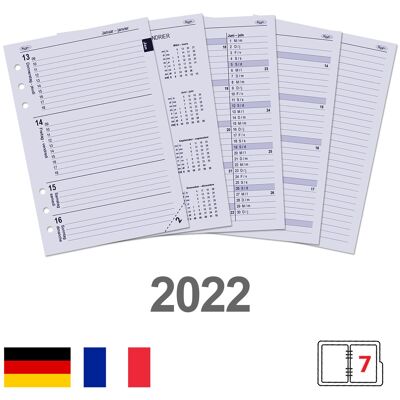 A5 2022 Agenda settimanale dell'organizzatore tedesco-francese