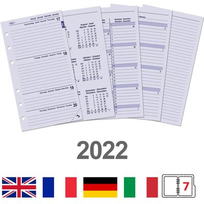 Agenda personnel semaine 4 langues - agenda 2022
