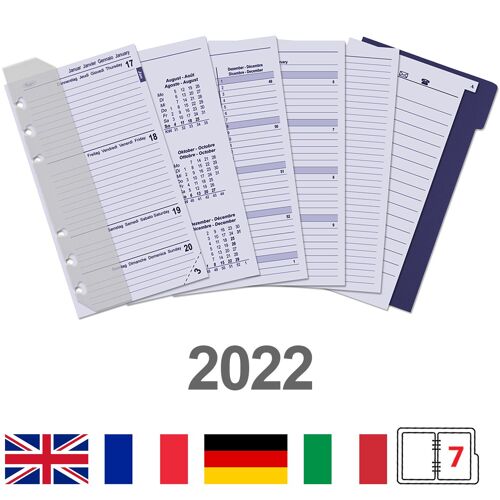 Personal organiser EN-DU-FR-IT week-diary Complete box  2022