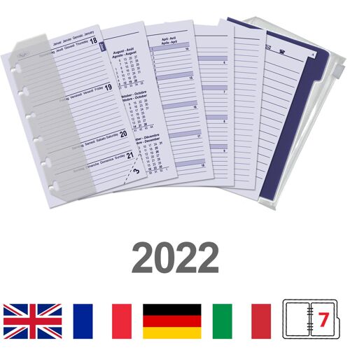 Pocket organiser EN-DU-FR-IT week-diary Complete box 2022