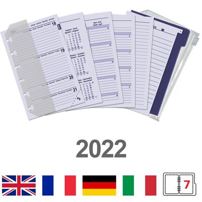 Organizador de bolsillo diario semanal EN-DU-FR-IT Caja completa 2022