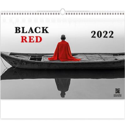 Calendario da parete Kalpa 2022 nero e rosso 48,5 x 34 cm