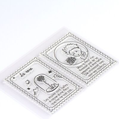 2 transparente Briefmarken "die Rose" - Der kleine Prinz