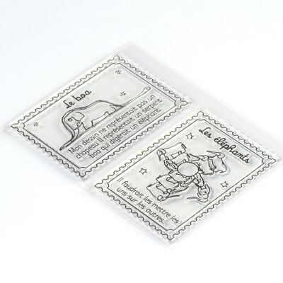2 tampons transparents "les animaux" - Le Petit Prince