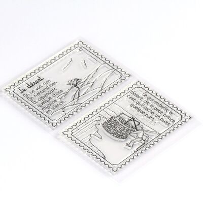 2 transparente Briefmarken "Die Wüste" - Der kleine Prinz