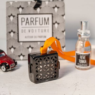Small Black Metal Car Cube PERFUME OF YOUR CHOICE