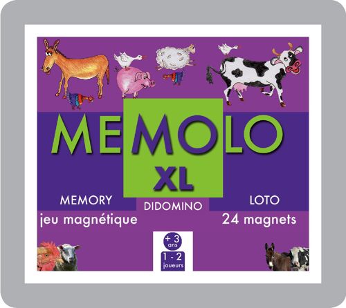 MEMOLO XL Animaux de la Ferme  - 24 magnets, 2 fiches Loto